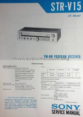 FM-AM Program Receiver STR-V15; Sony Corporation; (ID = 1719644) Radio