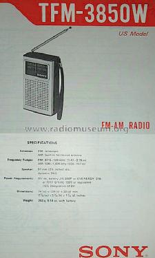 FM-AM Radio TFM-3850W; Sony Corporation; (ID = 824339) Radio