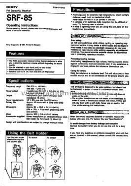 FM/AM Walkman Sports SRF-85; Sony Corporation; (ID = 1445392) Radio