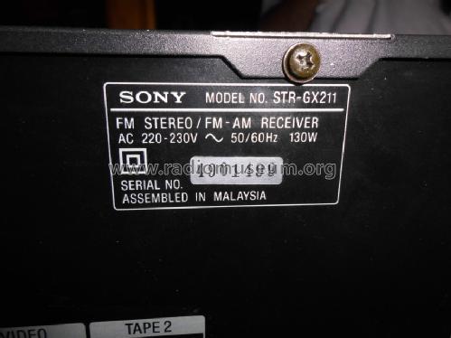 FM-Stereo FM/AM-Receiver STR-GX211; Sony Corporation; (ID = 1496219) Radio