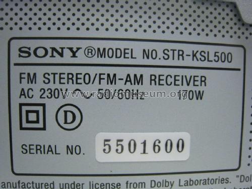 FM Stereo / AM-FM Receiver STR-KSL500; Sony Corporation; (ID = 2083052) Radio