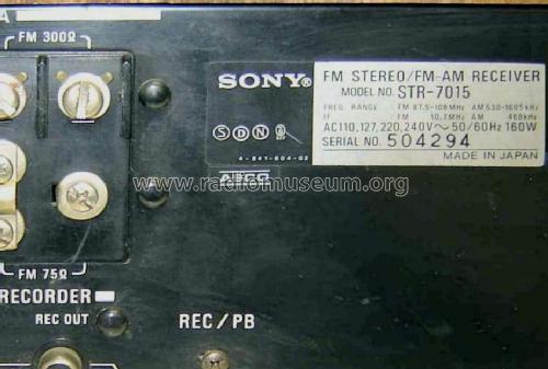 FM Stereo /FM-AM Receiver STR-7015; Sony Corporation; (ID = 984259) Radio