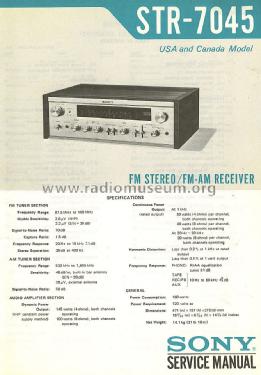 FM Stereo/FM-AM Receiver STR-7045; Sony Corporation; (ID = 1642928) Radio