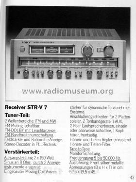 FM Stereo/FM-AM Receiver STR-V7; Sony Corporation; (ID = 1720087) Radio