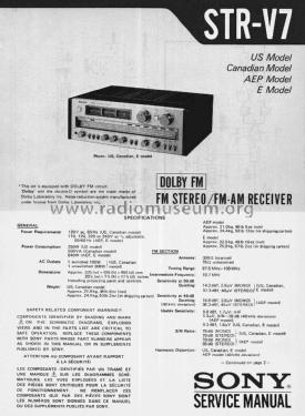 FM Stereo/FM-AM Receiver STR-V7; Sony Corporation; (ID = 1806531) Radio