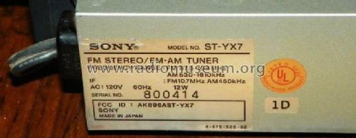 FM Stereo/FM-AM Tuner ST-YX7; Sony Corporation; (ID = 1979101) Radio