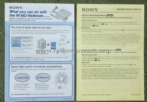 Hi-MD Walkman MZ-RH10; Sony Corporation; (ID = 1803367) R-Player