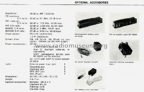 FM-AM Solid State Five Band Receiver ICF-8500; Sony Corporation; (ID = 159026) Radio