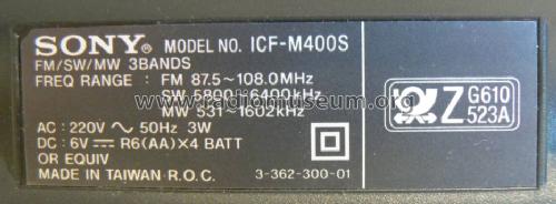 ICF-M400S; Sony Corporation; (ID = 427592) Radio