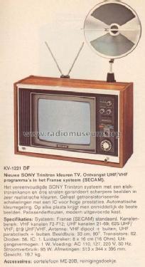 KV-1221 DF; Sony Corporation; (ID = 378454) Télévision