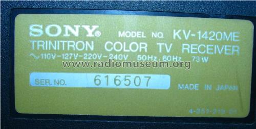 KV-1420ME Ch= SCC-339A-A; Sony Corporation; (ID = 1294532) Televisión