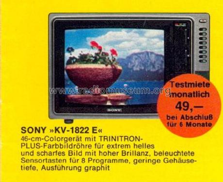 KV-1822 E; Sony Corporation; (ID = 1762982) Television