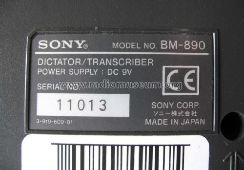 Micro Cassette Dictator / Transcriber BM-890T; Sony Corporation; (ID = 1048975) Enrég.-R