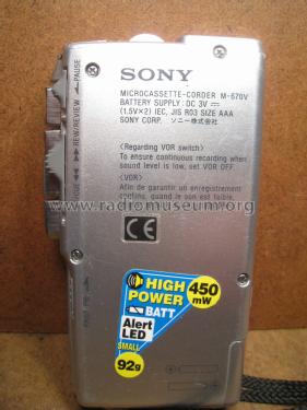 Microcassette Corder M-670V; Sony Corporation; (ID = 2097203) R-Player