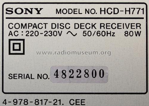 Mini HIFI Component System HCD-H771/H771D ; Sony Corporation; (ID = 1529375) Radio