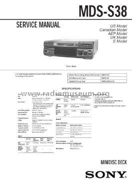 MiniDisc Recorder MDS-S38; Sony Corporation; (ID = 1560080) R-Player