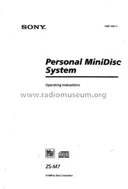 Personal Minidisc System ZS-M7; Sony Corporation; (ID = 1756891) Radio