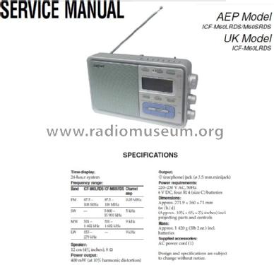 RDS Portable Radio ICF-M60LRDS; Sony Corporation; (ID = 1340634) Radio