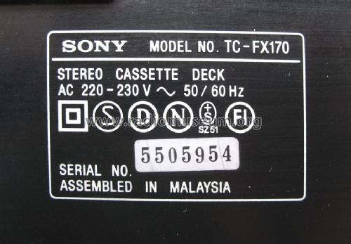 Stereo Cassette Deck TC-FX170; Sony Corporation; (ID = 1005016) R-Player