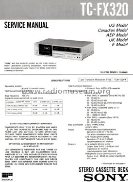 Stereo Cassette Deck TC-FX320; Sony Corporation; (ID = 2043250) R-Player