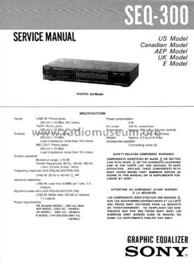 Stereo Graphic Equalizer SEQ-300; Sony Corporation; (ID = 1894280) Ampl/Mixer