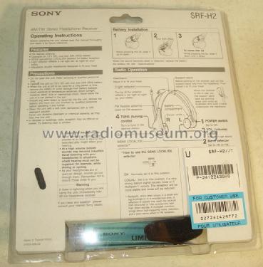 Stereo Headphone Receiver SRF-H2; Sony Corporation; (ID = 1449973) Radio