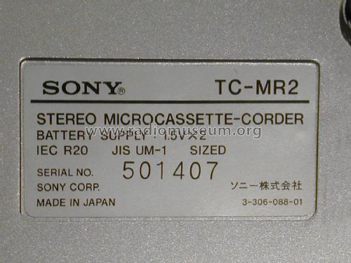 Stereo Microcassette Deck TC-MR2; Sony Corporation; (ID = 2053007) Sonido-V