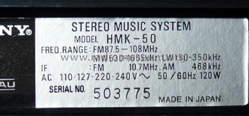 Stereo Music System HMK-50; Sony Corporation; (ID = 819832) Radio