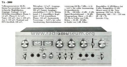 Stereo Preamplifier TA-2000; Sony Corporation; (ID = 2063054) Ampl/Mixer