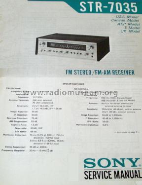 Stereo Receiver STR-7035; Sony Corporation; (ID = 1642952) Radio