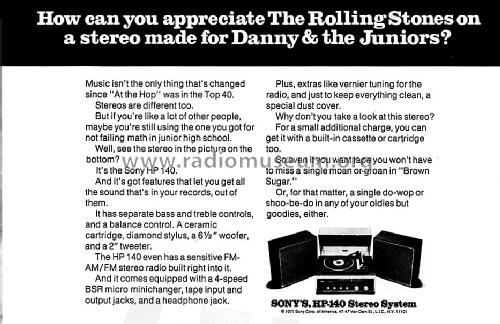 Stereo System HP 140; Sony Corporation; (ID = 1176699) Radio