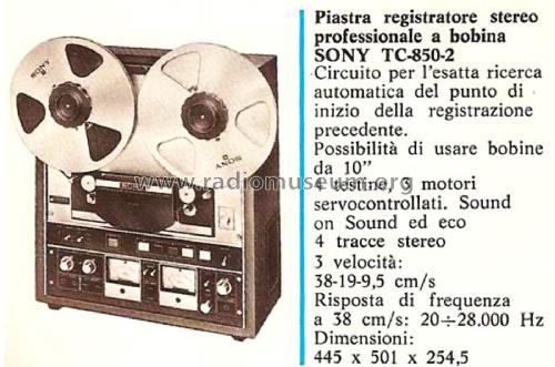 Stereo Tape Deck TC-850-2; Sony Corporation; (ID = 2093767) Enrég.-R