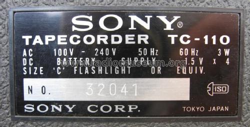 TC-110; Sony Corporation; (ID = 1225526) Reg-Riprod