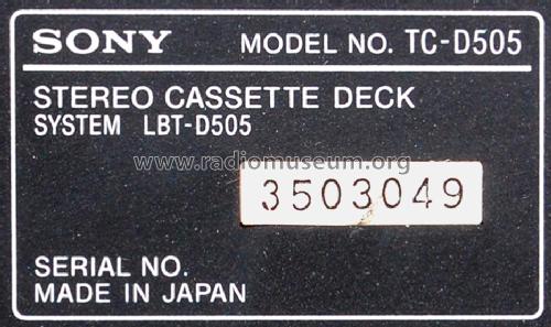 TC-D505; Sony Corporation; (ID = 2034536) Reg-Riprod