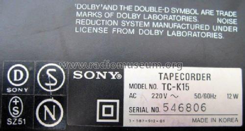 TC-K15; Sony Corporation; (ID = 1774226) Reg-Riprod