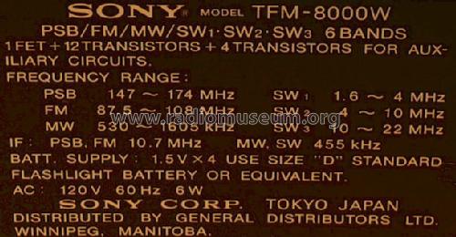 TFM-8000W; Sony Corporation; (ID = 528465) Radio