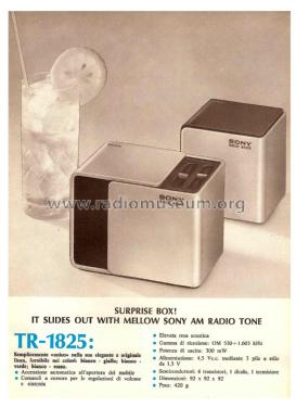 TR-1825 3 Transistors Radio Sony Corporation; Tokyo, build 1971 ?  |Radiomuseum.org