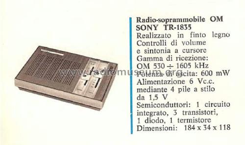 TR-1835; Sony Corporation; (ID = 2094131) Radio