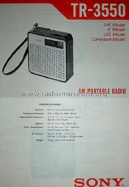 AM Portable Radio TR-3550; Sony Corporation; (ID = 824129) Radio