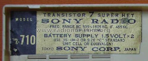 7 Transistor TR-710, TR-710-C, TR-710-K; Sony Corporation; (ID = 371184) Radio