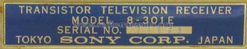 8' B/W Transistor Television Receiver 8-301E ; Sony Corporation; (ID = 1667342) Télévision