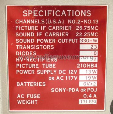 8' B/W Transistor Television Receiver 8-301W ; Sony Corporation; (ID = 187730) Televisión