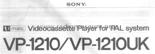 U-matic Videocassette Player VP-1210; Sony Corporation; (ID = 1784802) R-Player