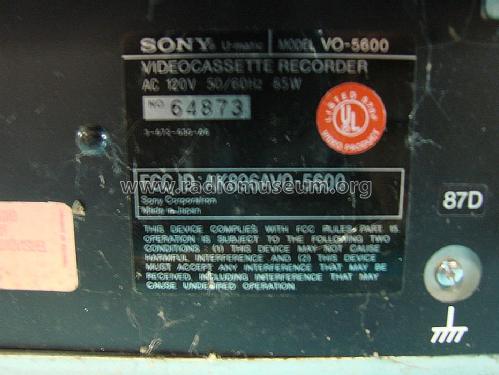 U-matic Videocassette Recorder VO-5600; Sony Corporation; (ID = 1422656) R-Player