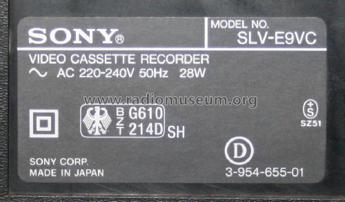 Video Cassette Recorder SLV-E9 VC; Sony Corporation; (ID = 1528490) R-Player