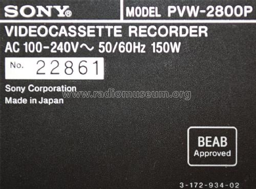 Videocassette Recorder Betacam-SP PVW-2800P; Sony Corporation; (ID = 1430571) R-Player