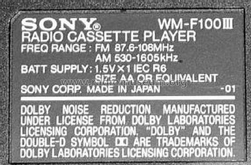 Walkman WM-F100III ; Sony Corporation; (ID = 1506464) Radio