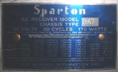 Sparton 1567 ; Sparks-Withington Co (ID = 269842) Radio