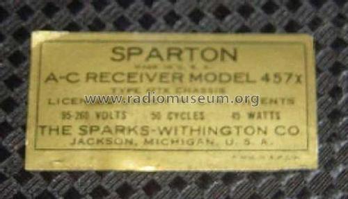 Sparton 457X ; Sparks-Withington Co (ID = 329144) Radio