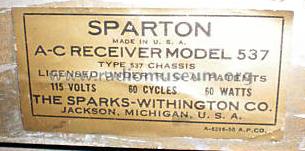 Sparton 537 ; Sparks-Withington Co (ID = 450493) Radio